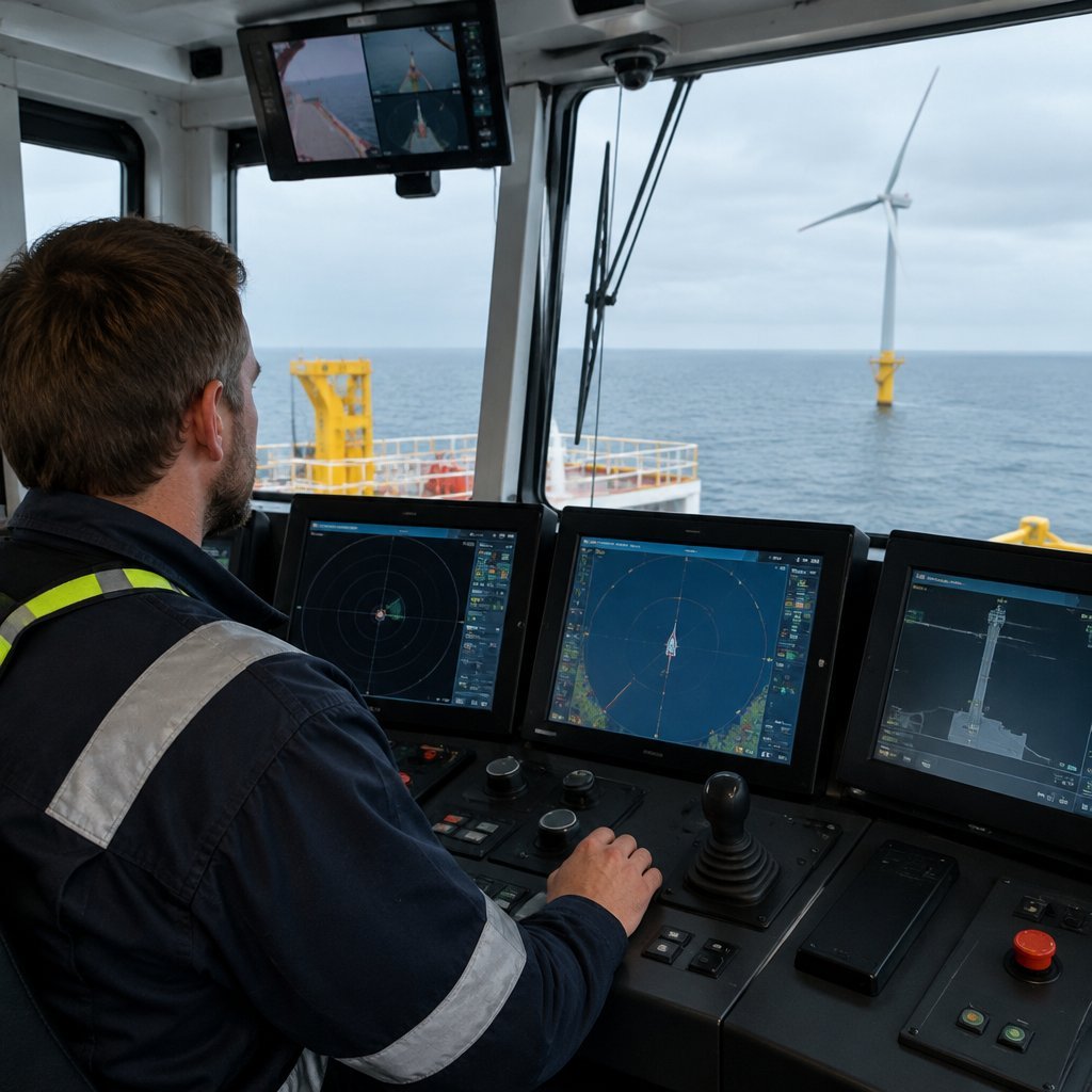 DP operator at an offshore vessel console