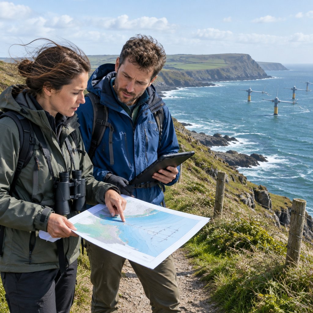 Consultants reviewing a marine energy project site