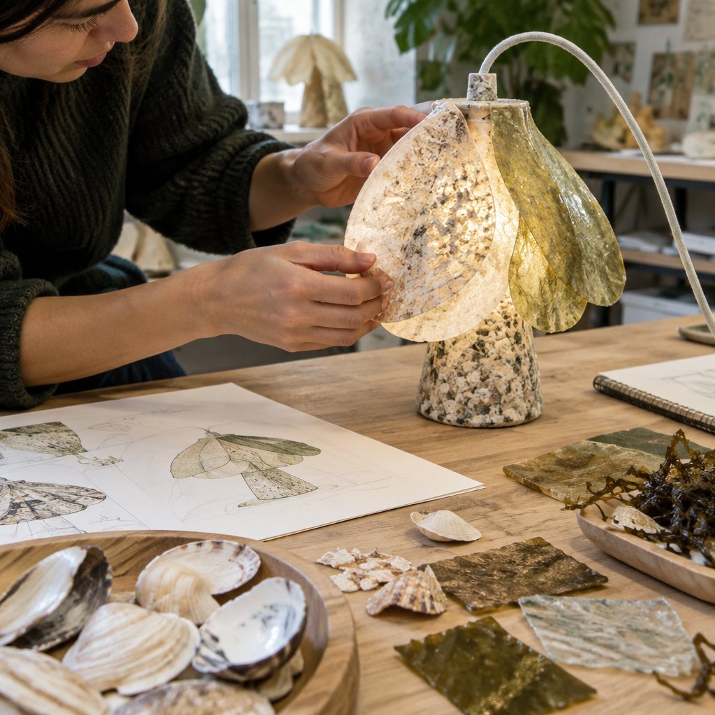 Designer crafting a product from marine-derived materials
